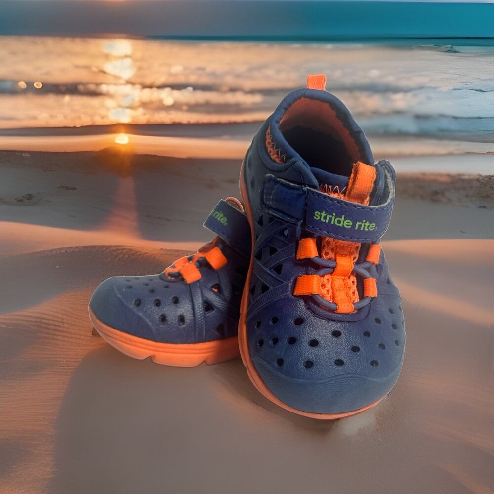 Stride Rite M2P Phibian Boys Water Shoes Navy Orange US 4 Sandals BB55409